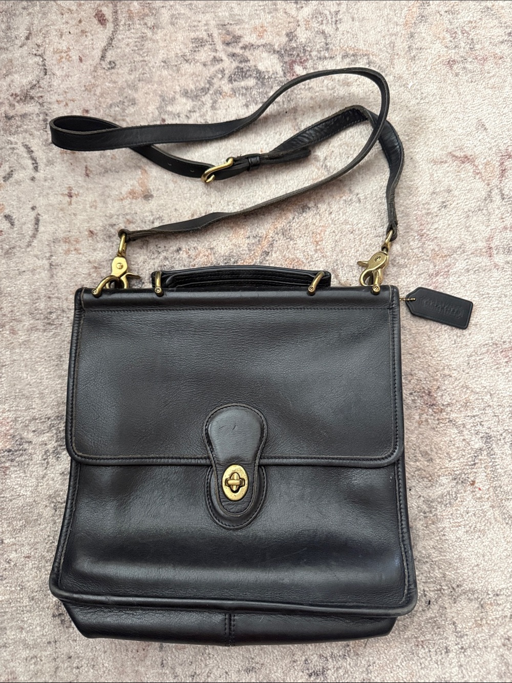 Coach Black Vintage Leather Messenger Bag